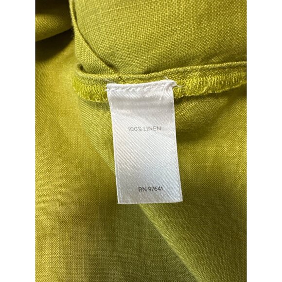 J. Jill Love Linen Green Roll Tab Long Sleeve Button-Up Shirt Women's Size XLP - Picture 7 of 9